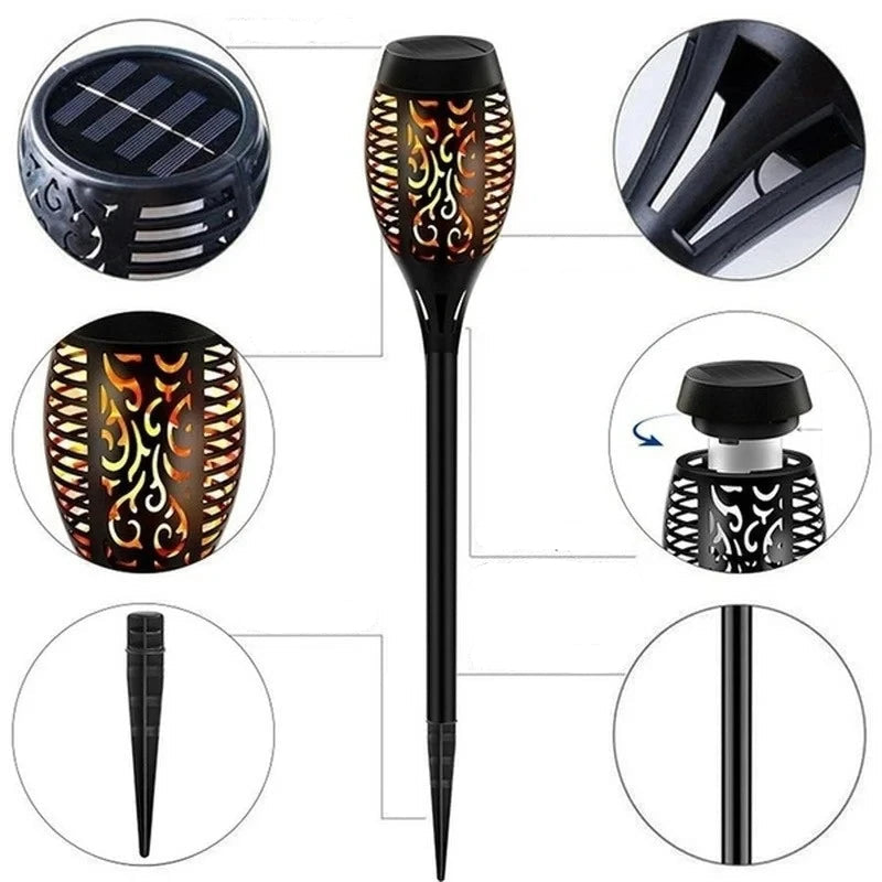 Lampe Solaire Torche LED Flamme Vacillante – Étanche IP65 (Auriga) LUMICONCEPT