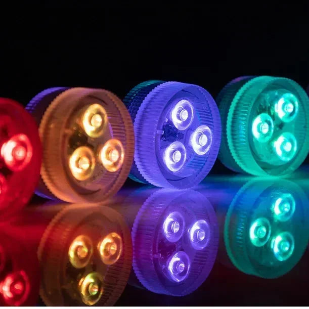 Lampes LED sous-marines à piles – IP68, 16 couleurs avec télécommande, lumière submersible RGB pour piscine et fêtes - LUMICONCEPT