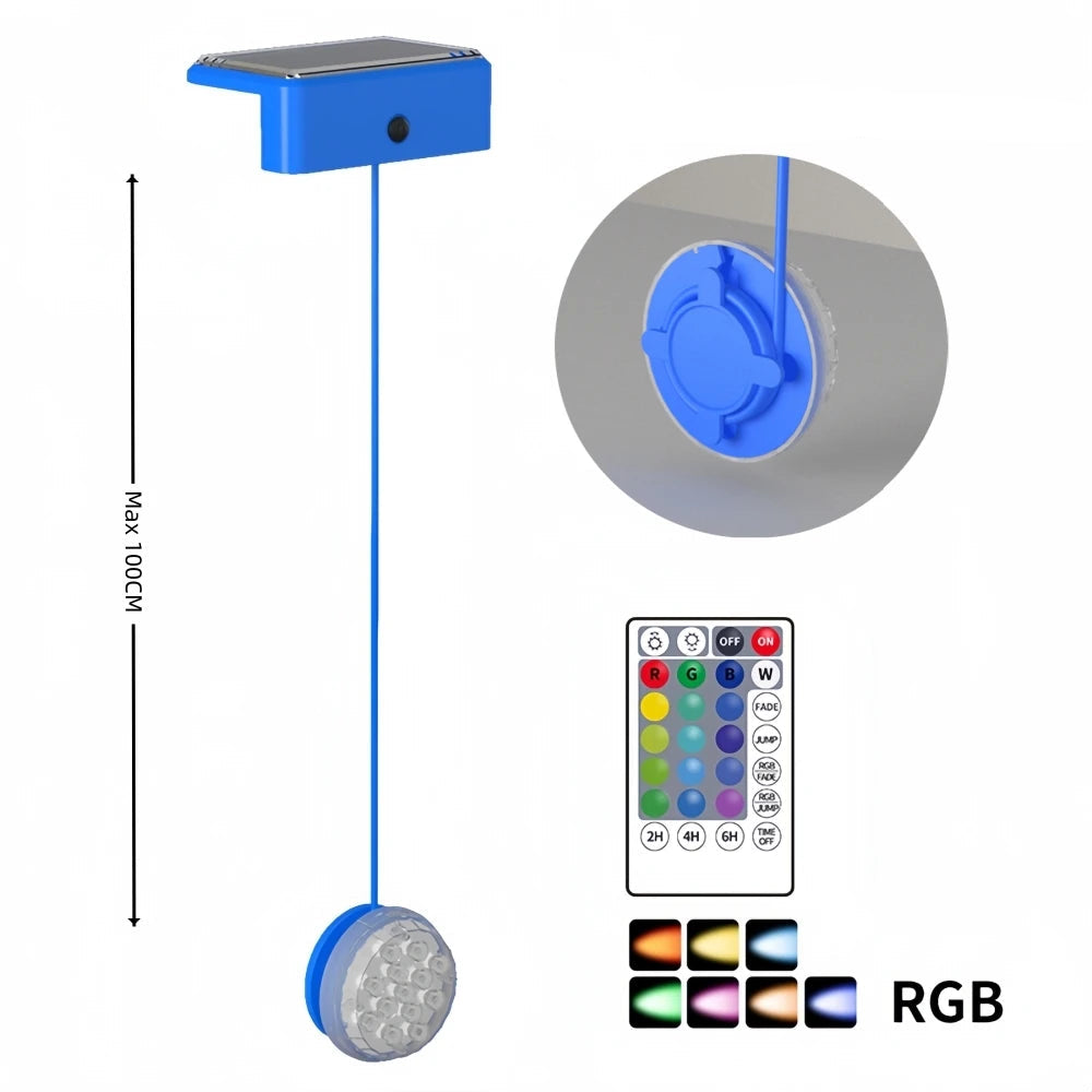 Lumières solaires submersibles pour piscine – IP68, LED RGB 16 couleurs avec télécommande et minuterie - LUMICONCEPT