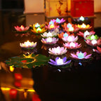 Veilleuse flottante Lotus LED – Double pétale, 7 couleurs, décoration piscine & étang - LUMICONCEPT