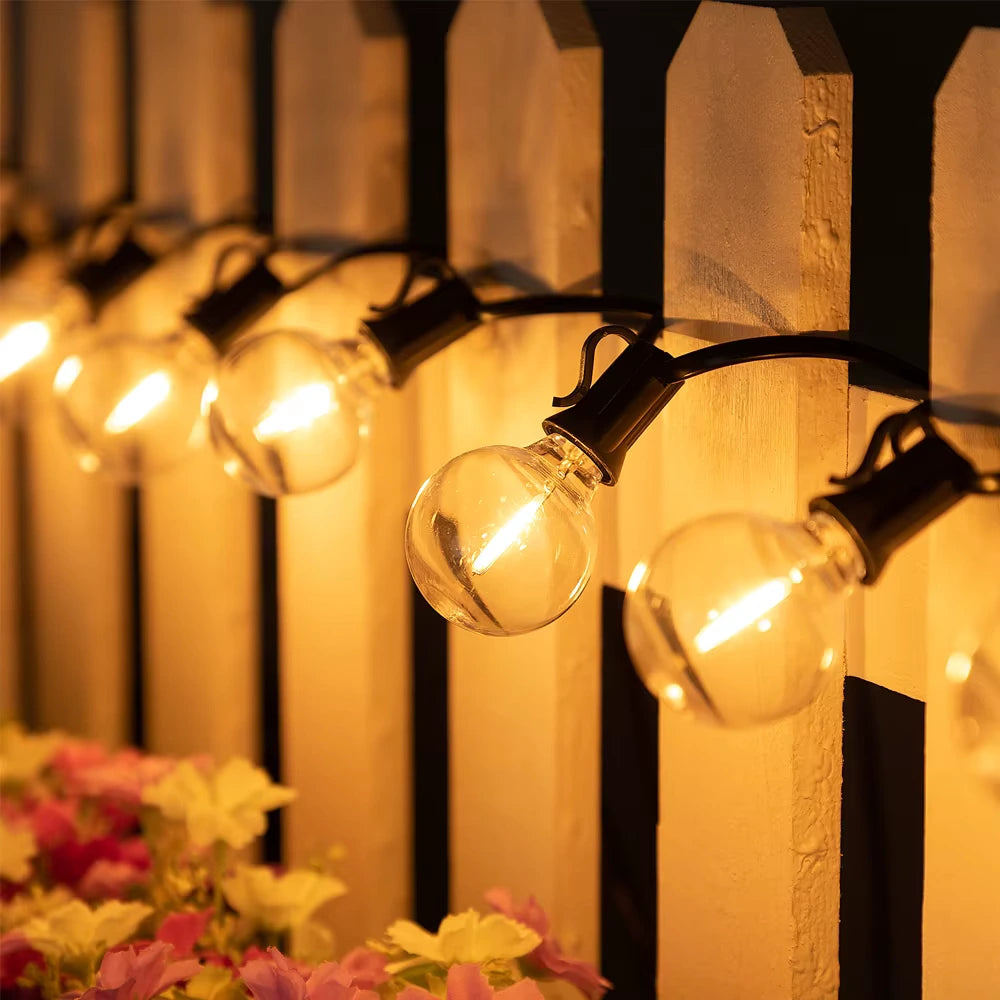 Guirlande Solaire G40 LED – Ampoules Incassables, Étanche, Décoration Terrasse et Jardin (Orion) - LUMICONCEPT