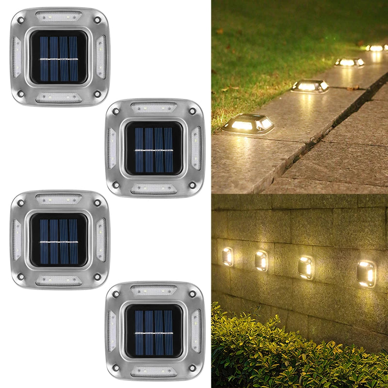 Lot de 4 Spots Solaires LED Extérieurs 8LED – Étanches IP65, Sans Fil, Idéals Allées, Escaliers & Terrasses (Cygnus) LUMICONCEPT