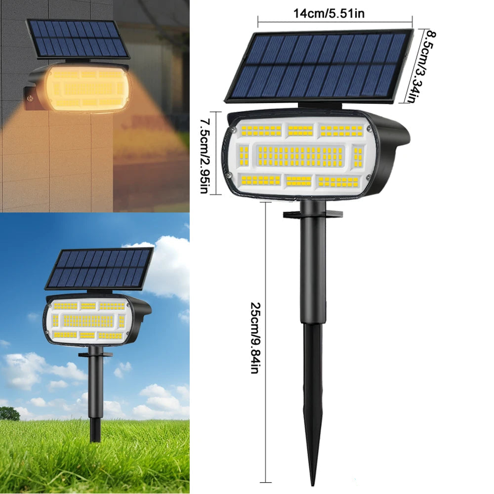Projecteur Solaire LED 136 LED avec 3 Modes – Éclairage Extérieur Jardin & Allée, Étanche IP65 (Aquila) LUMICONCEPT