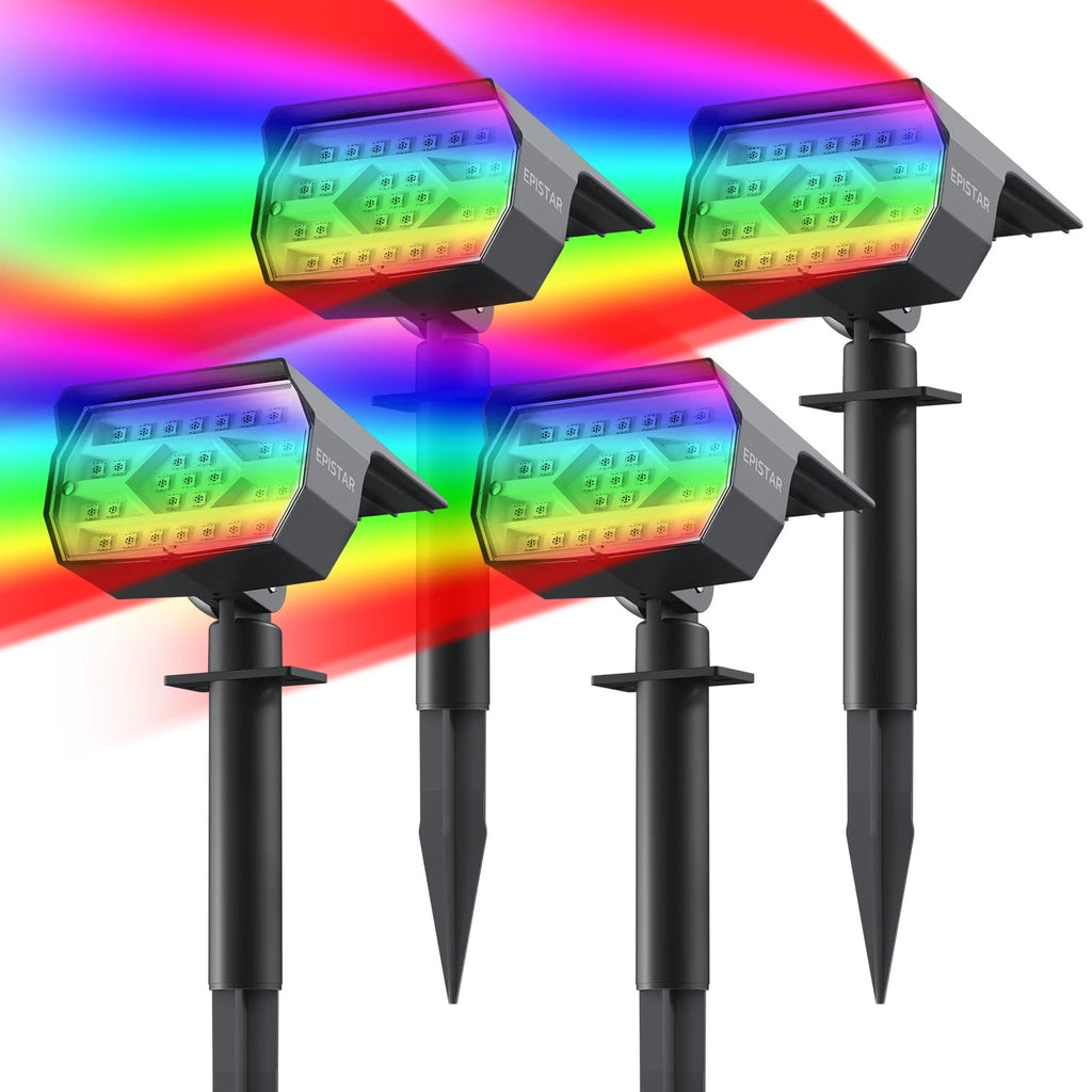 Projecteur Solaire LED 29 LEDs – 7 Couleurs Changeantes RGB, Étanche IP67 - Installation Murale ou au Sol(Carina) LUMICONCEPT