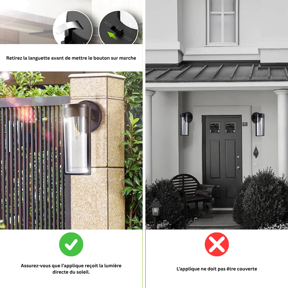 Applique Murale Solaire LED – Étanche IP65 avec Allumage Automatique pour Jardin et Cour (Rigel) - LUMICONCEPT