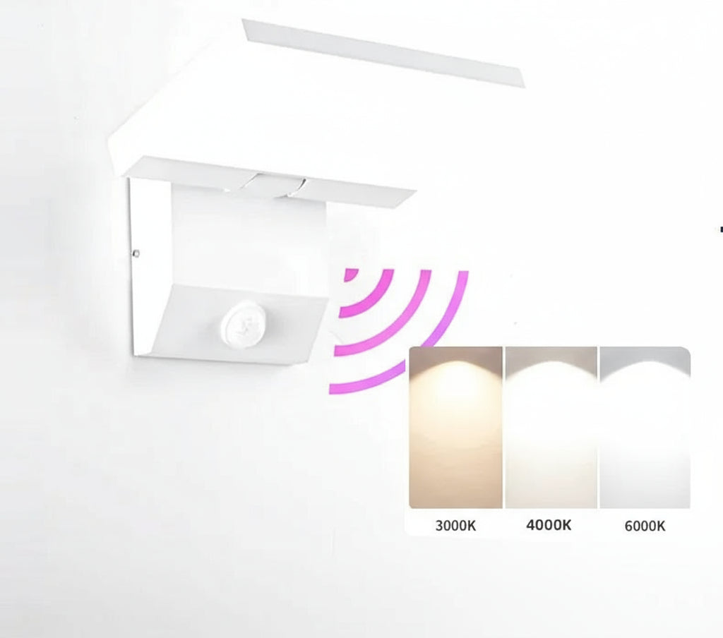 Applique Murale Blanche LED avec Capteur de Mouvement – Étanche IP65 en Alliage d’Aluminium (Antares) LUMICONCEPT