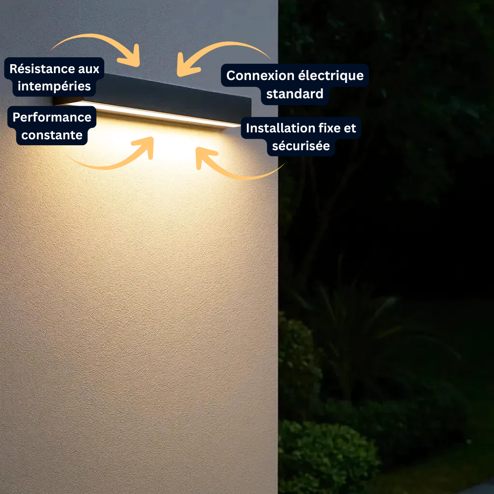 Applique Murale LED Extérieure – Étanche IP65, Aluminium, Décoration Porche, Maison et Garage (Hydra) - LUMICONCEPT