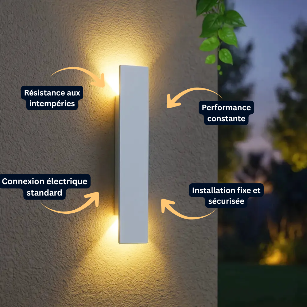 Applique Murale LED Extérieure – Étanche IP65, Bande LED Aluminium, Porche, Cour et Jardin (Auriga) - LUMICONCEPT
