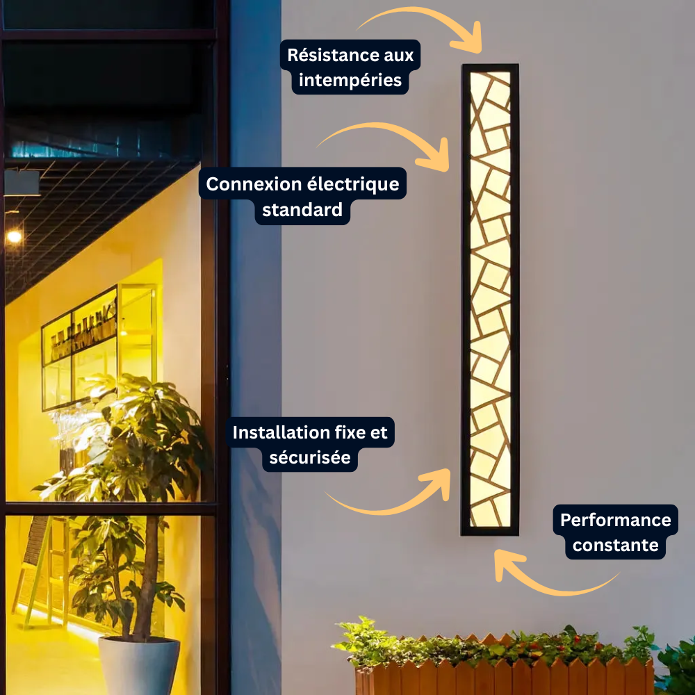 Applique Murale LED Extérieure – Étanche IP65, Grande Lampe Aluminium, Jardin, Villa et Porche (Perseus) - LUMICONCEPT