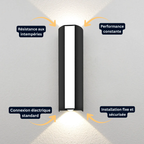 Applique Murale LED Extérieure – Étanche IP66, 10W, Blanc Chaud ou Froid, Décoration Façade Maison (Vega) - LUMICONCEPT