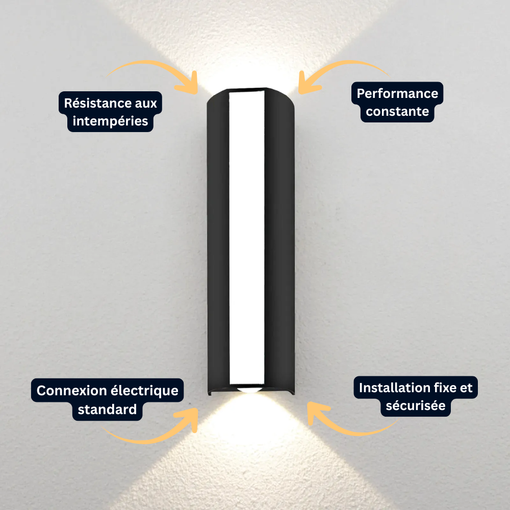 Applique Murale LED Extérieure – Étanche IP66, 10W, Blanc Chaud ou Froid, Décoration Façade Maison (Vega) - LUMICONCEPT