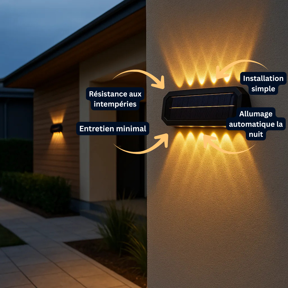 Applique Murale Solaire LED - Étanche IP65 - Allée, Façade (Andromeda) - LUMICONCEPT