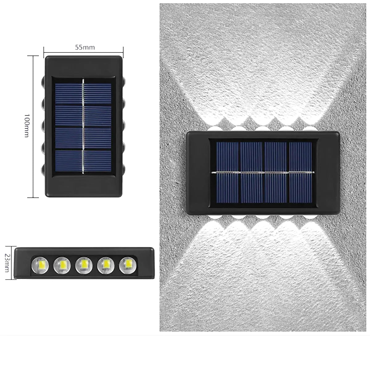 Applique Murale Solaire LED Extérieure – Étanche IP65, Éclairage Haut et Bas, Décoration Jardin et Façade (Cassiopeia) LUMICONCEPT