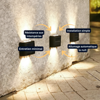 Applique Murale Solaire LED Extérieure – Étanche IP65, Éclairage Haut et Bas, Décoration Jardin et Façade (Cassiopeia) - LUMICONCEPT