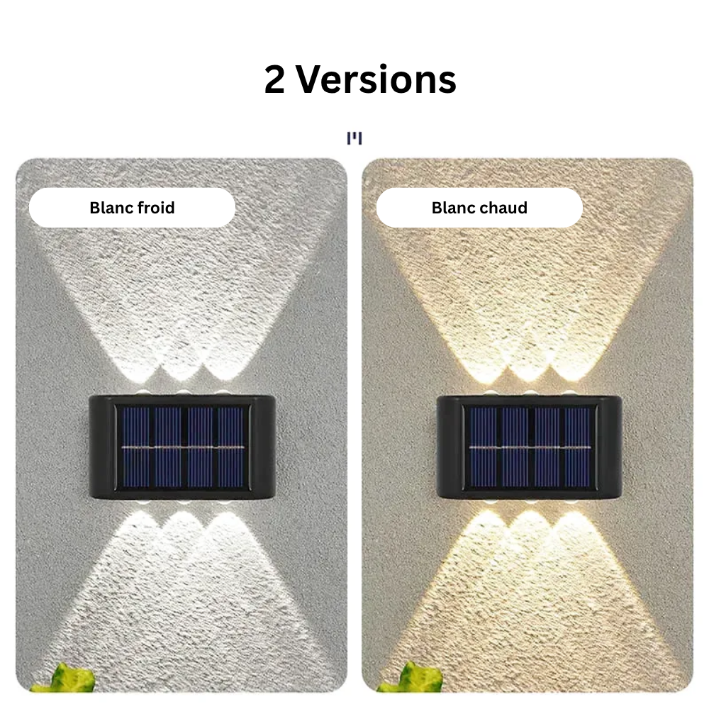 Applique Murale Solaire LED Extérieure – Étanche IP65, Éclairage Haut et Bas, Décoration Jardin et Façade (Cassiopeia) - LUMICONCEPT