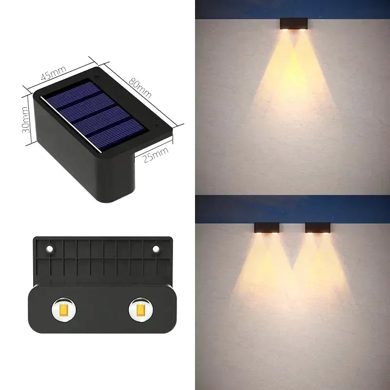 Applique Murale Solaire LED Extérieure – Étanche IP65 pour Jardin, Escaliers et Clôtures (Gemini 2) LUMICONCEPT