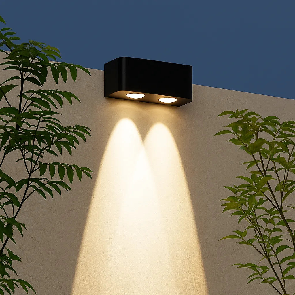 Applique Murale Solaire LED Extérieure – Étanche IP65 pour Jardin, Escaliers et Clôtures (Gemini 2) LUMICONCEPT