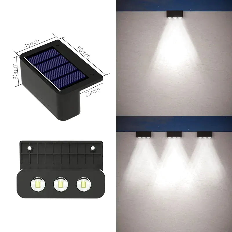 Applique Murale Solaire LED Extérieure – Étanche IP65 pour Jardin, Escaliers et Clôtures (Gemini 3) LUMICONCEPT