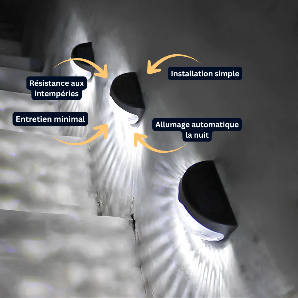 Applique Murale Solaire LED Ondulée – Étanche IP65 pour Clôtures, Jardins et Terrasses (Procyon) - LUMICONCEPT