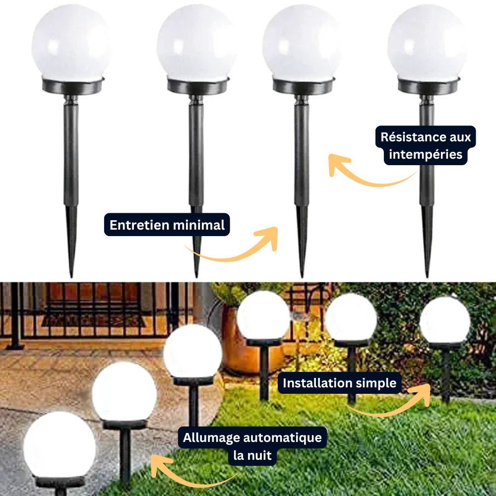 Balise Lampe Solaire LED Extérieure – Ampoule Étanche, Éclairage Jardin et Allée (Orion) - LUMICONCEPT