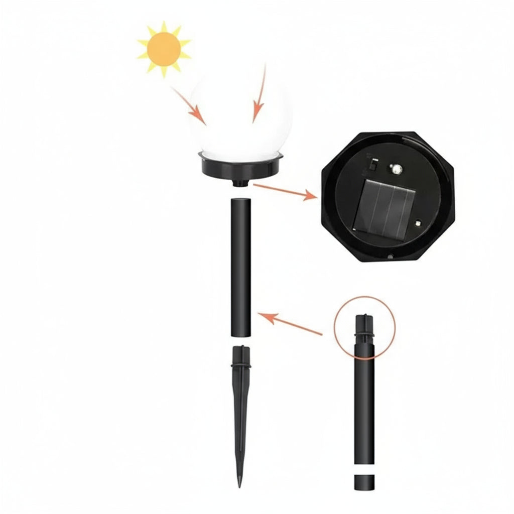 Balise Lampe Solaire LED Extérieure – Ampoule Étanche, Éclairage Jardin et Allée (Orion) LUMICONCEPT