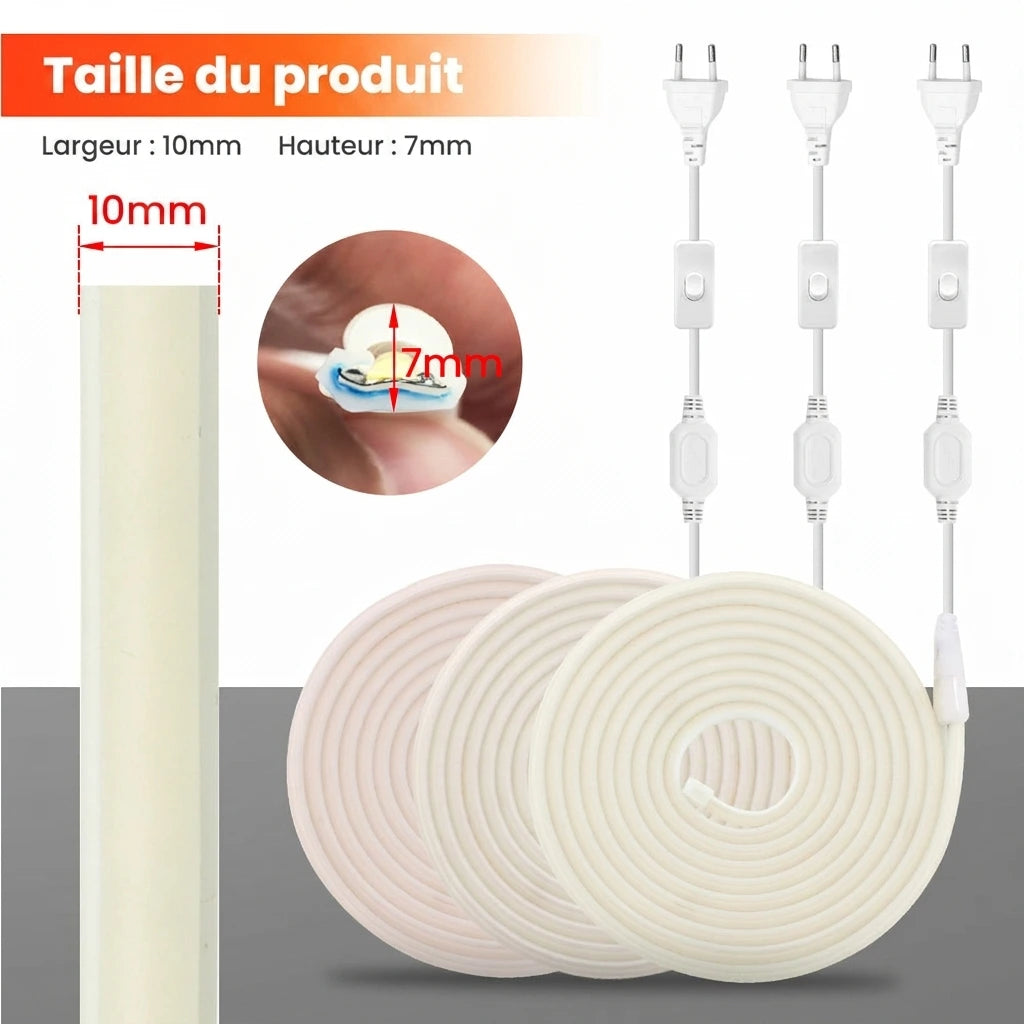 Bande LED COB – 220V, 288 LED/m, Néon Flexible - Étanche IP65 - LUMICONCEPT