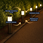 Borne solaire extérieure – Étanche IP65 – Éclairage LED pour allée et jardin – Auto On/Off (Andromeda) - LUMICONCEPT