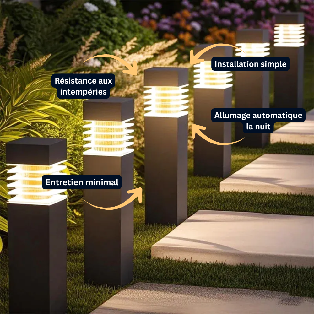 Borne Solaire LED Extérieure - Étanche IP65 - Jardin, Allée (Vega) - LUMICONCEPT