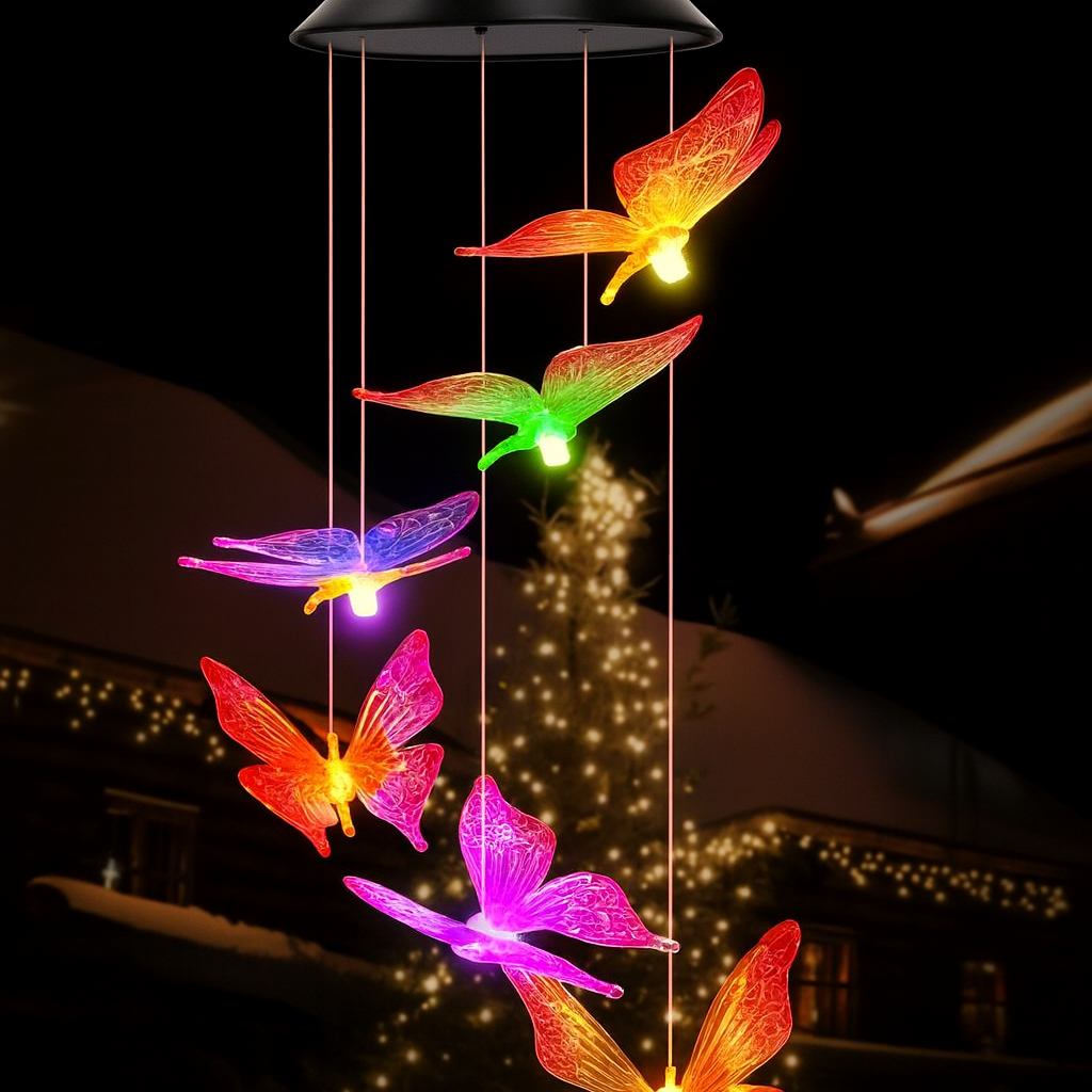 Suspension Solaire LED – Étanche, Couleur Changeante, Papillon, Libellule et Colibri, Décoration Extérieure (Lyra) LUMICONCEPT