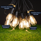 Guirlande LED S14 Extérieure – Étanche IP44, Ampoules E27 Incassables (Orion) - LUMICONCEPT