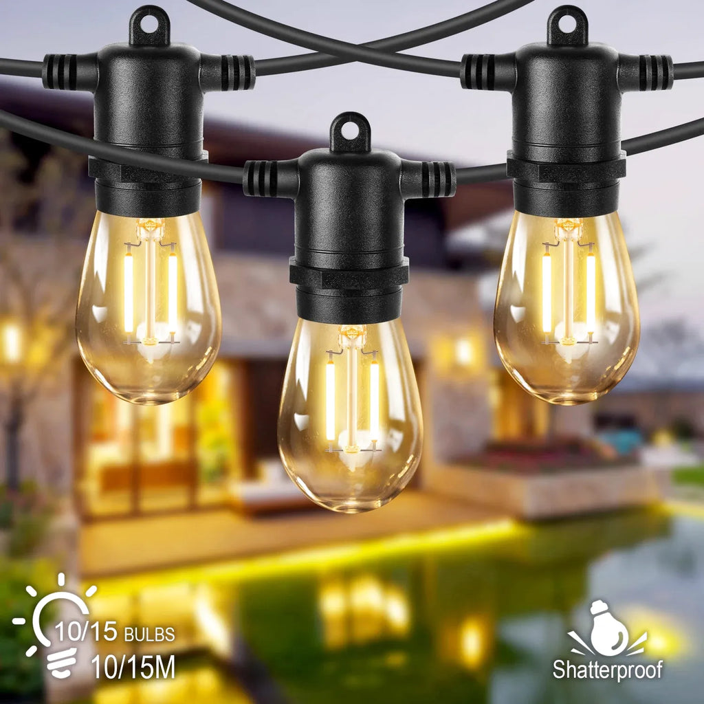 Guirlande LED S14 Extérieure – Étanche IP44, Ampoules E27 Incassables (Orion) LUMICONCEPT