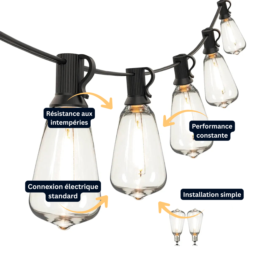 Guirlande Lumineuse LED ST38 Extérieure – Incassable & Étanche (Lyra) - LUMICONCEPT