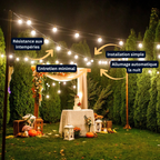 Guirlande Solaire G40 LED – Ampoules Incassables, Étanche, Décoration Terrasse et Jardin (Orion) - LUMICONCEPT