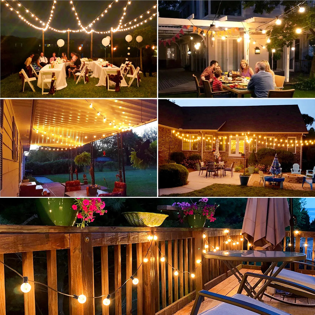 Guirlande Solaire G40 LED – Ampoules Incassables, Étanche, Décoration Terrasse et Jardin (Orion) LUMICONCEPT