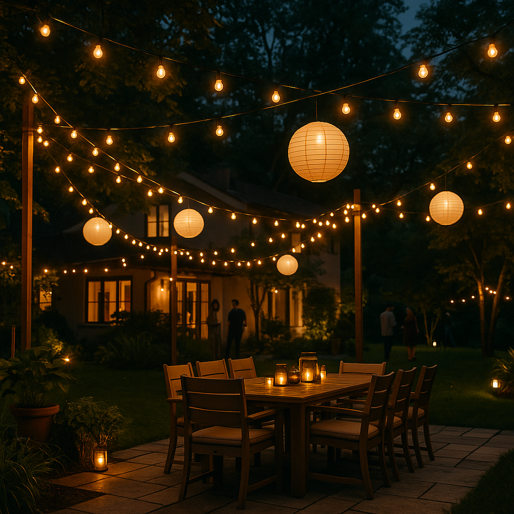 Terrasse extérieur avec guilandes
