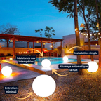 Lampe Boule LED Solaire avec Télécommande – Étanche IP55, 16 Couleurs & 4 Modes, Déco Jardin, Piscine & Mariage (Andromeda) - LUMICONCEPT