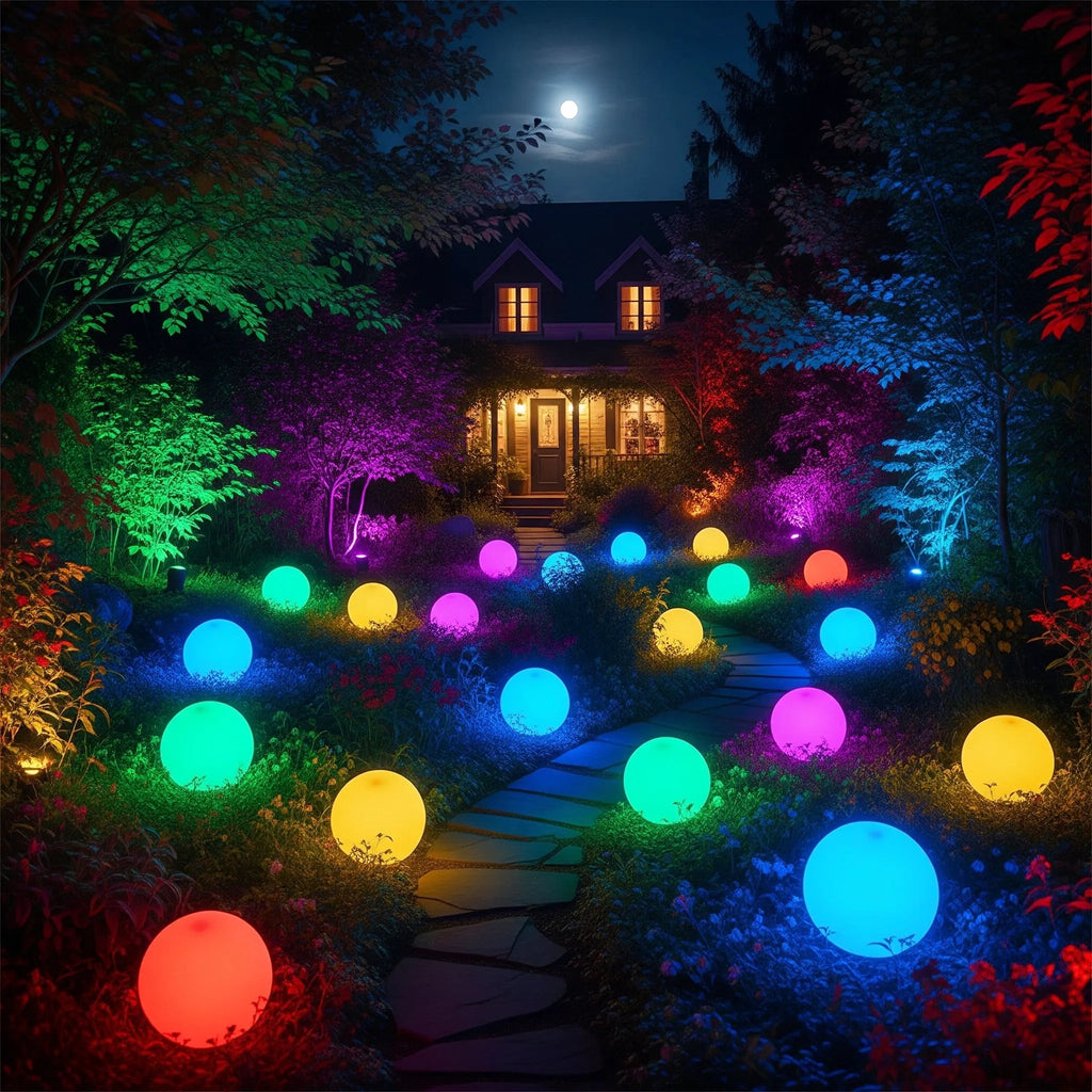 Lampe Boule LED Solaire avec Télécommande – Étanche IP55, 16 Couleurs & 4 Modes, Déco Jardin, Piscine & Mariage (Andromeda) LUMICONCEPT