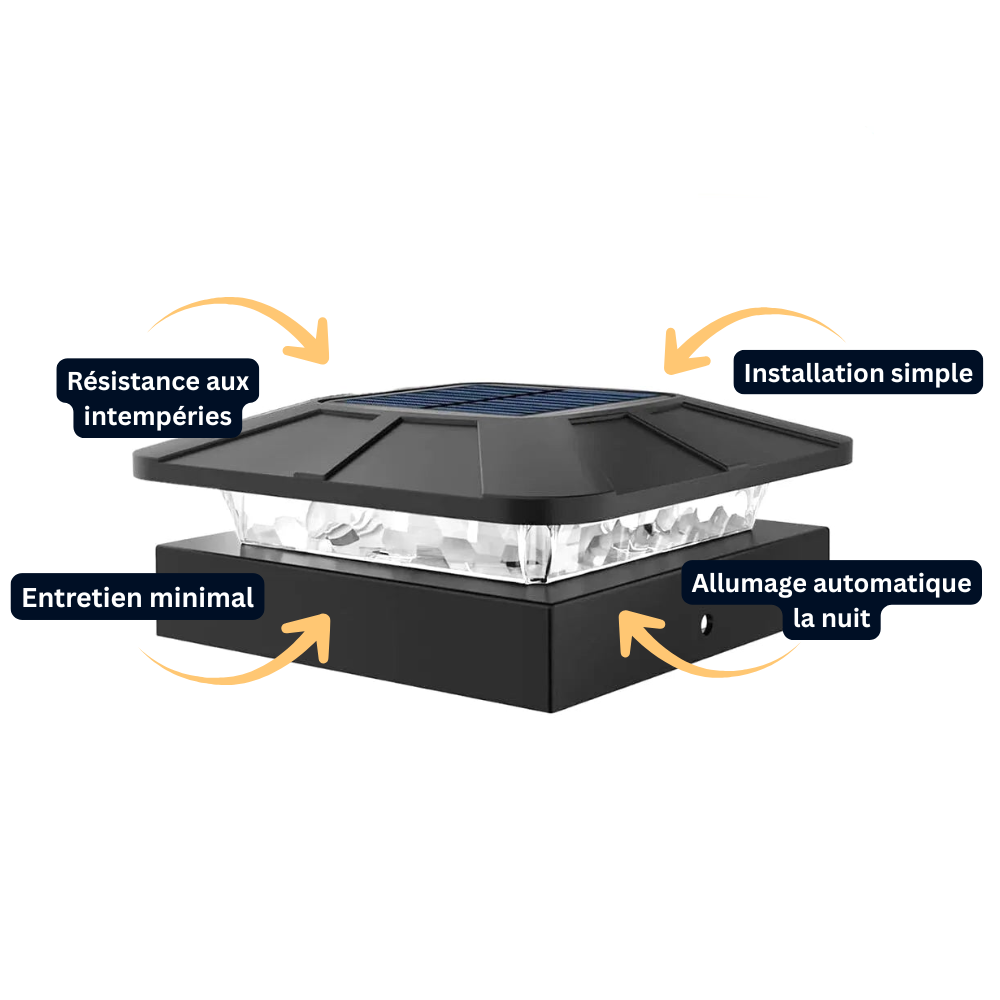 Lampe de Pilier Solaire IP65 – 3 Modes de Lumière, Étanche & Autonome (Andromeda) - LUMICONCEPT