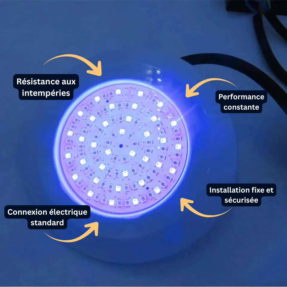 Lampe de piscine LED RGB 12W étanche IP68 avec Bluetooth et télécommande - LUMICONCEPT