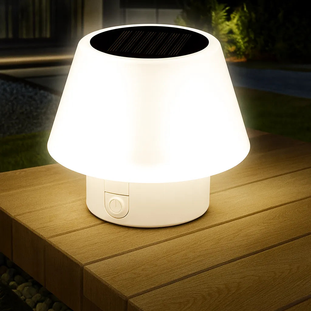 Lampe de Table Solaire Champignon LED avec 4 Modes & Recharge USB – Étanche IP65 (Orion) LUMICONCEPT