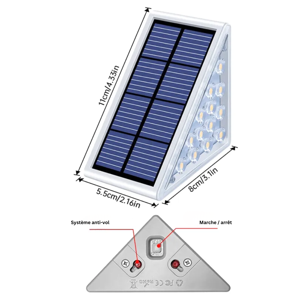 Lampe LED Solaire Étanche IP67 avec Lentille Anti-Vol – Éclairage Décoratif de Jardin et Terrasse (Carina) - LUMICONCEPT
