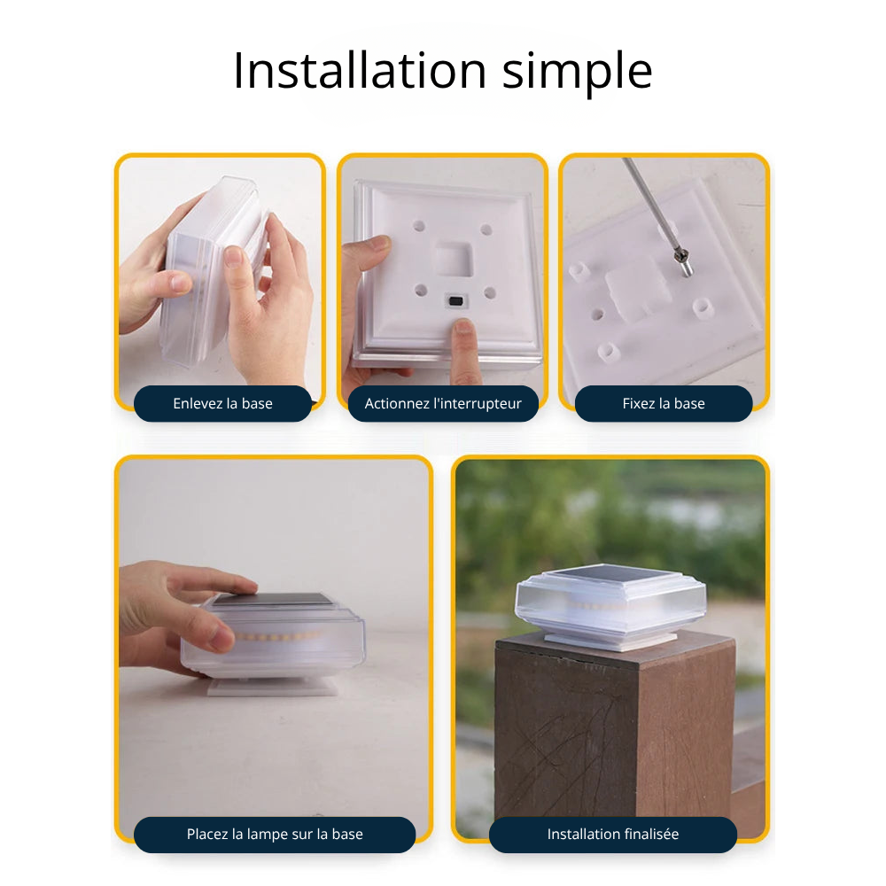 Lumière de Pilier Solaire LED 30LED – Étanche IP65 pour Poteaux de Clôture et Jardin (Carina) - LUMICONCEPT