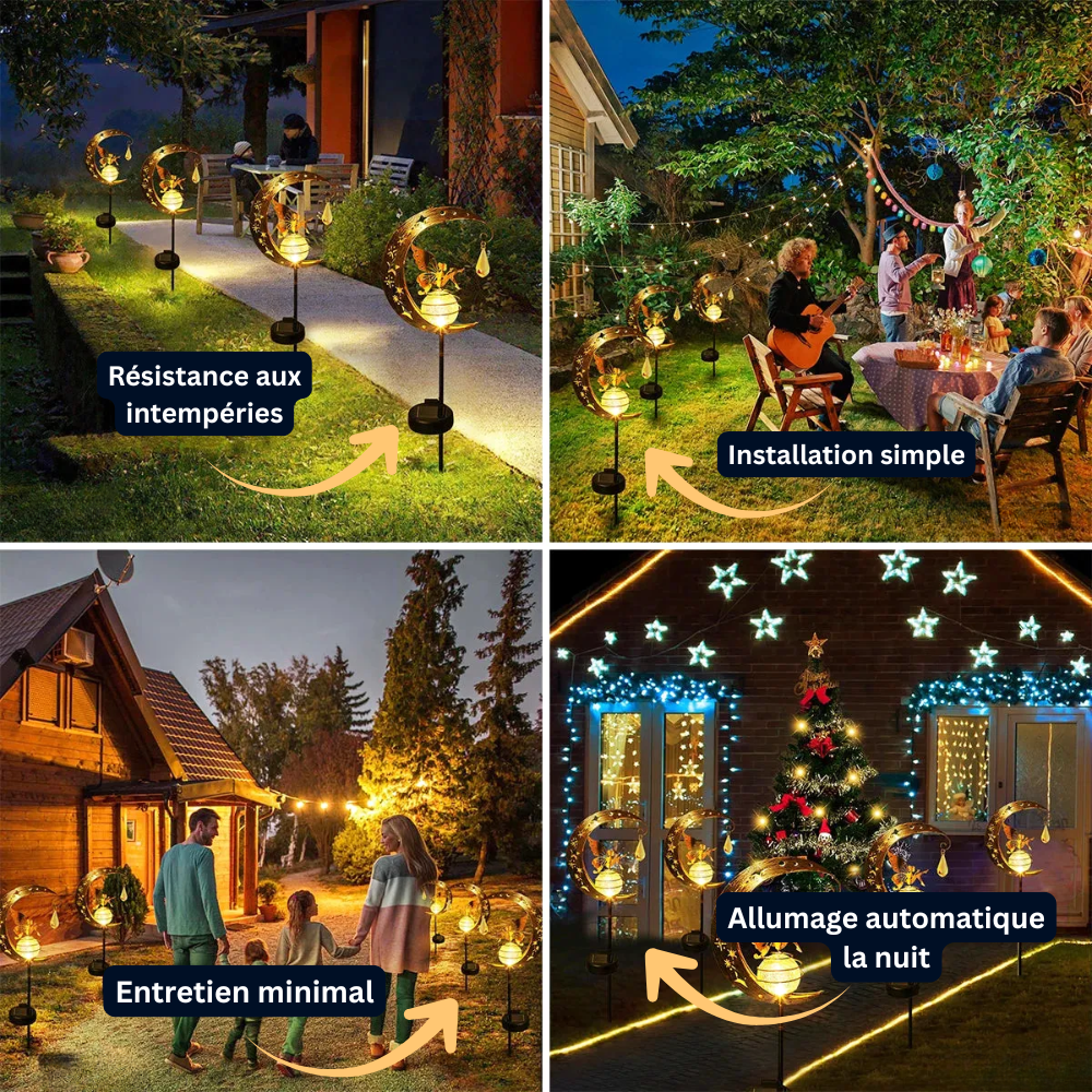 Lampe Solaire LED à Piquer – Étanche IP55, Boule Verre Craquelé avec Ange, Décoration Jardin et Allée (Lyra) - LUMICONCEPT