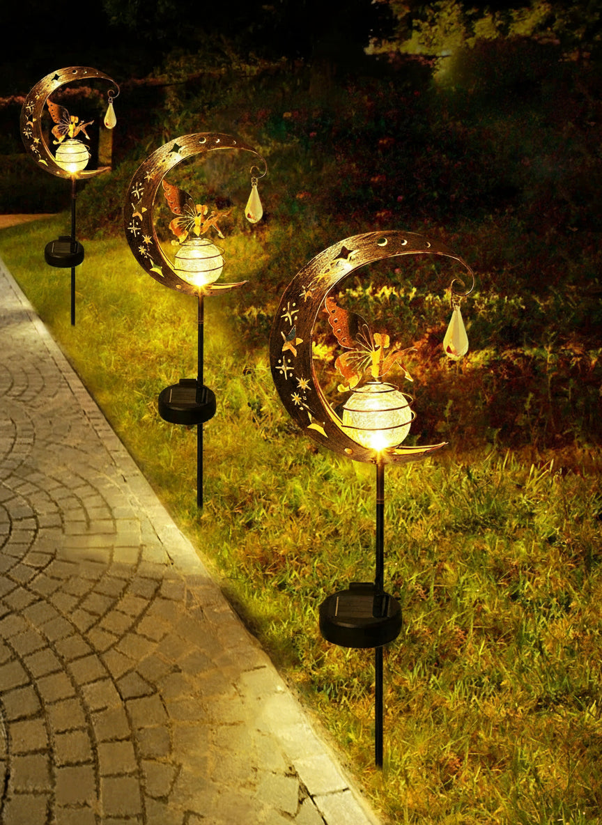 Lampe Solaire LED à Piquer – Étanche IP55, Boule Verre Craquelé avec Ange, Décoration Jardin et Allée (Lyra) LUMICONCEPT