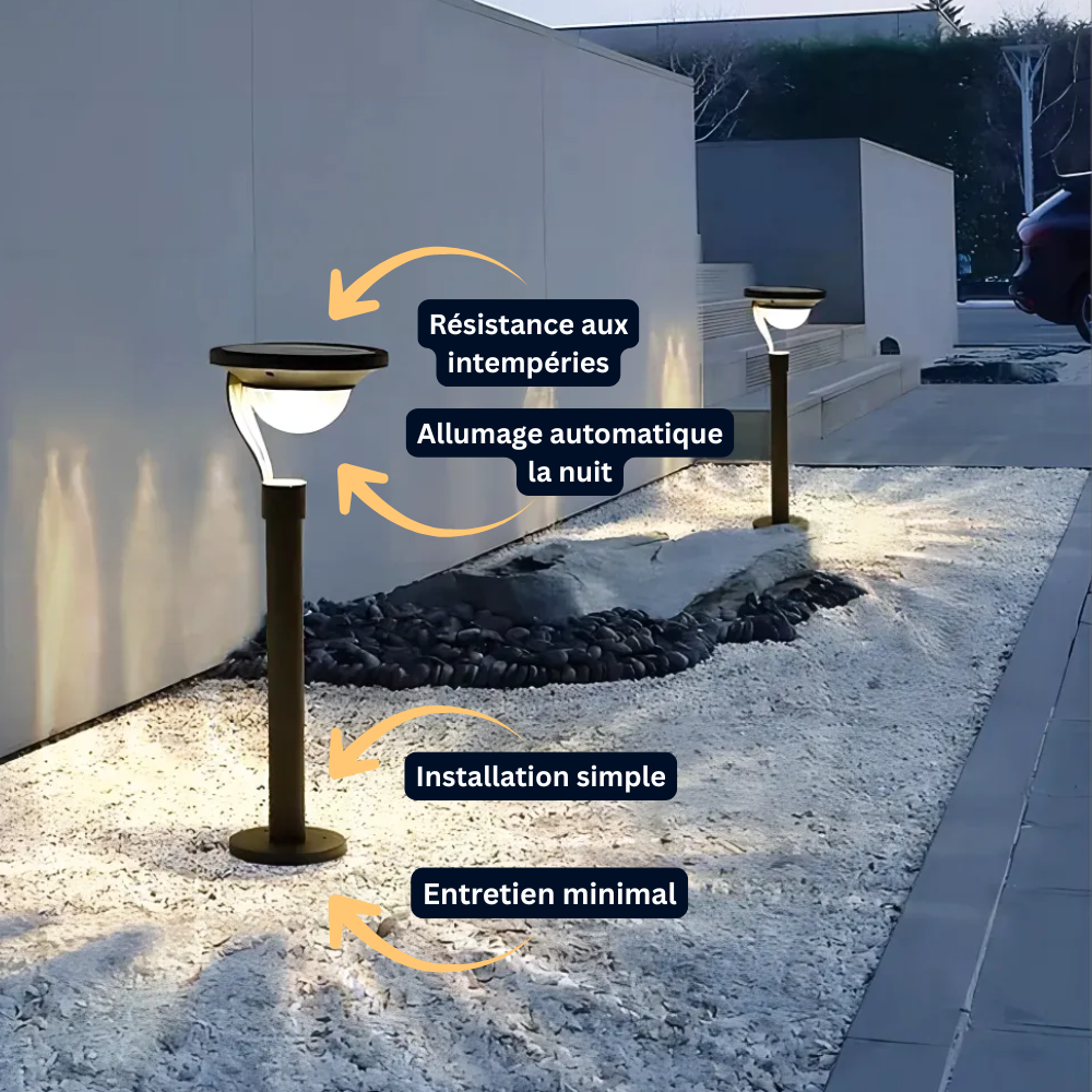 Lampe Solaire LED Extérieure –  Étanche, Économie d’Énergie pour Jardin, Cour et Villa (Draco) - LUMICONCEPT