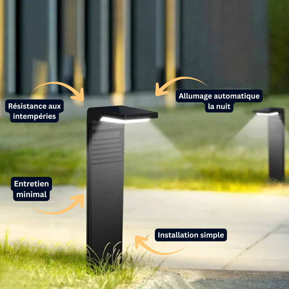 Lampe Solaire LED Extérieure – Étanche IP64, Luminosité Élevée, Tête Orientable, Détection de Lumière, Jardin (Cassiopeia) - LUMICONCEPT