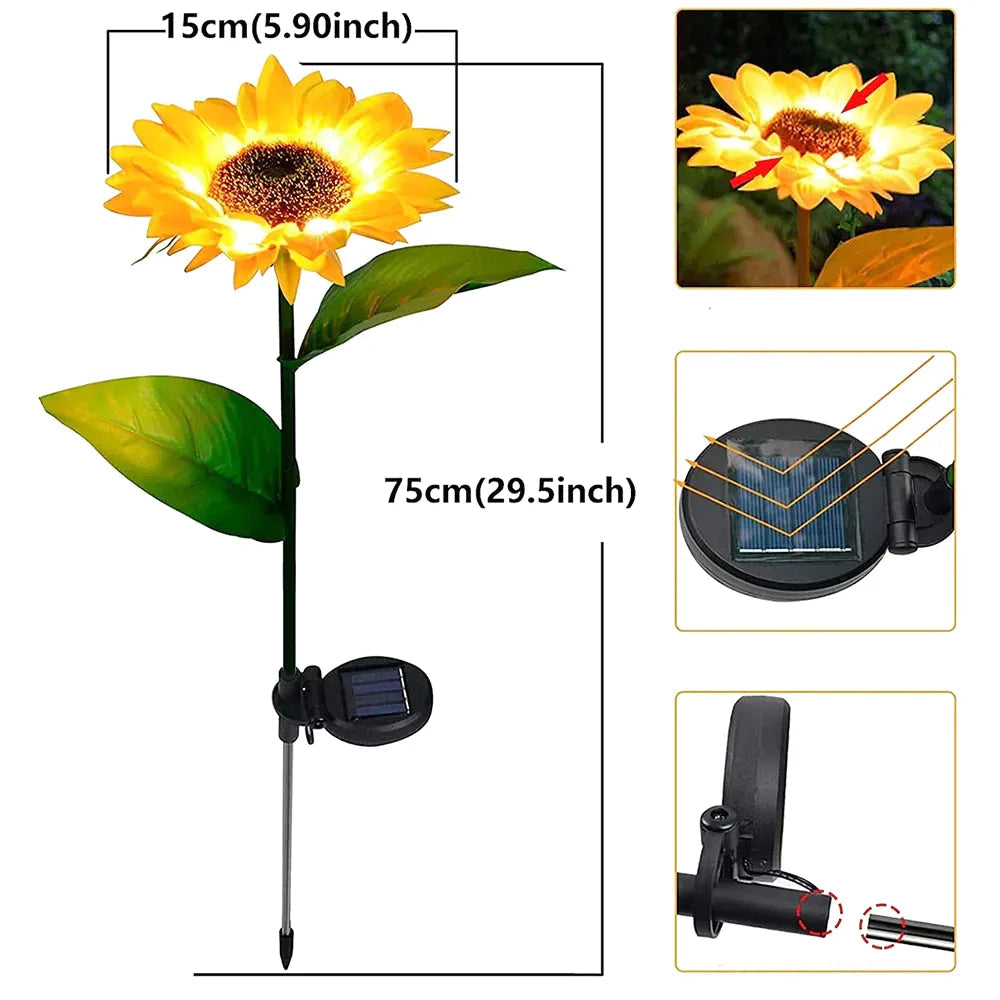 Lampe Solaire LED Extérieure – Étanche IP65, Design Tournesol, Éclairage Jardin et Pelouse (Lyra) LUMICONCEPT