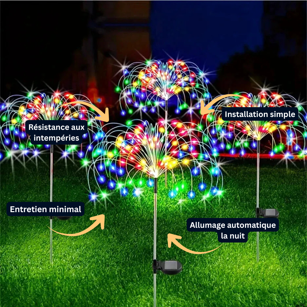 Lampe Solaire LED Extérieure – Étanche IP65, Effet Pissenlit Feu d’Artifice, Décoration Jardin et Pelouse (Cassiopeia) - LUMICONCEPT