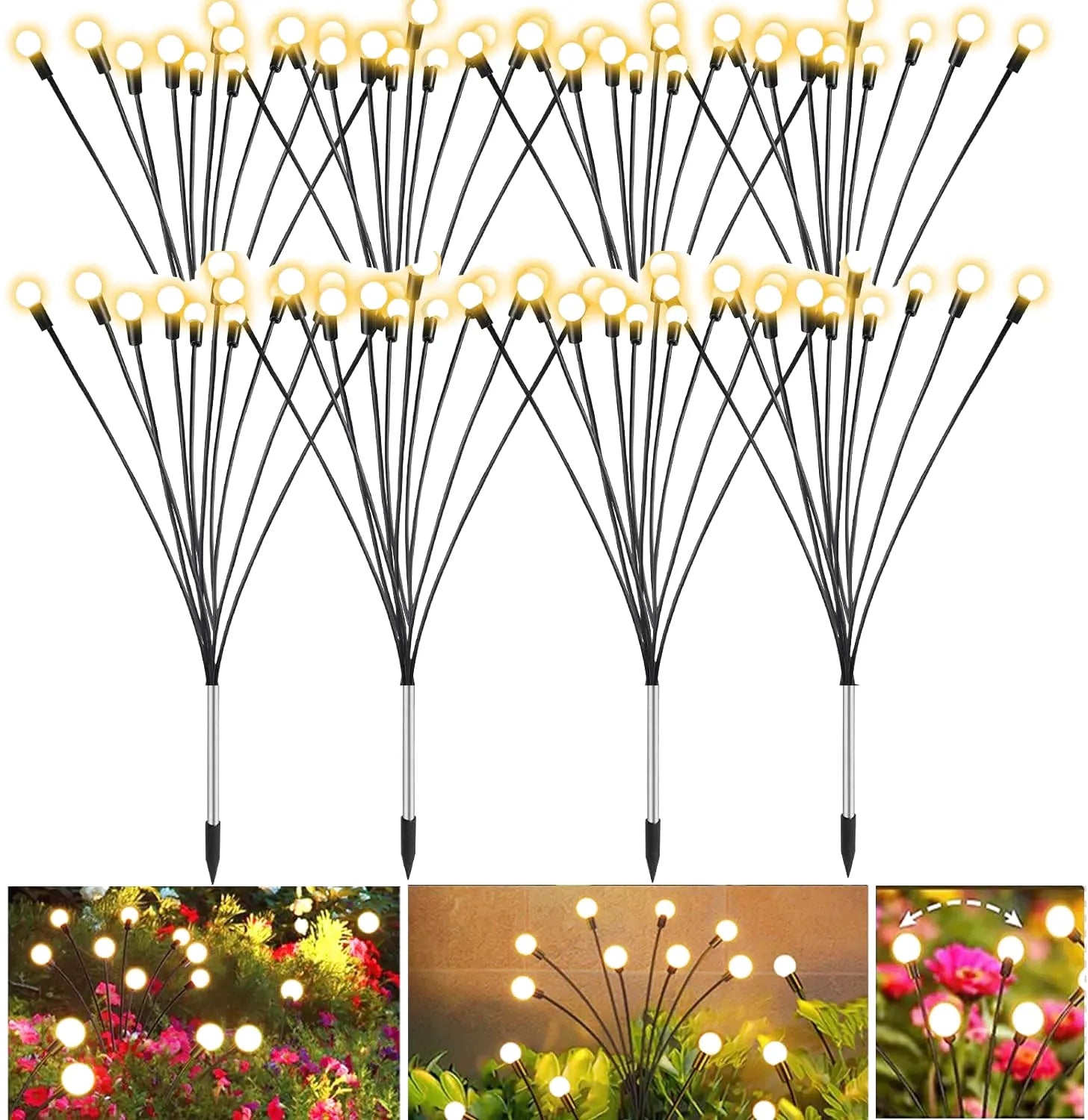 Lampe Solaire LED Extérieure – Étanche IP67, Effet Luciole à Vent, Éclairage Jardin et Pelouse (Andromeda) LUMICONCEPT