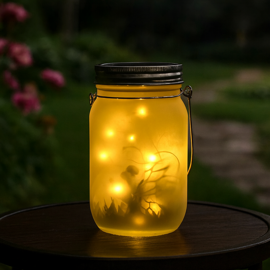 Lanterne Solaire Mason Jar LED Extérieure – Étanche IP65, Ambiance Lucioles Décorative pour Jardin & Terrasse (Lyra) LUMICONCEPT